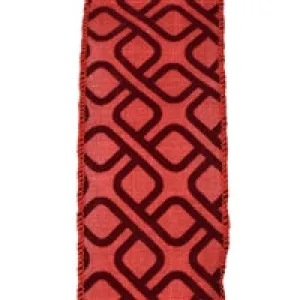 2.5" x 10YD Brick Red with Flocked Geometric Pattern | YT