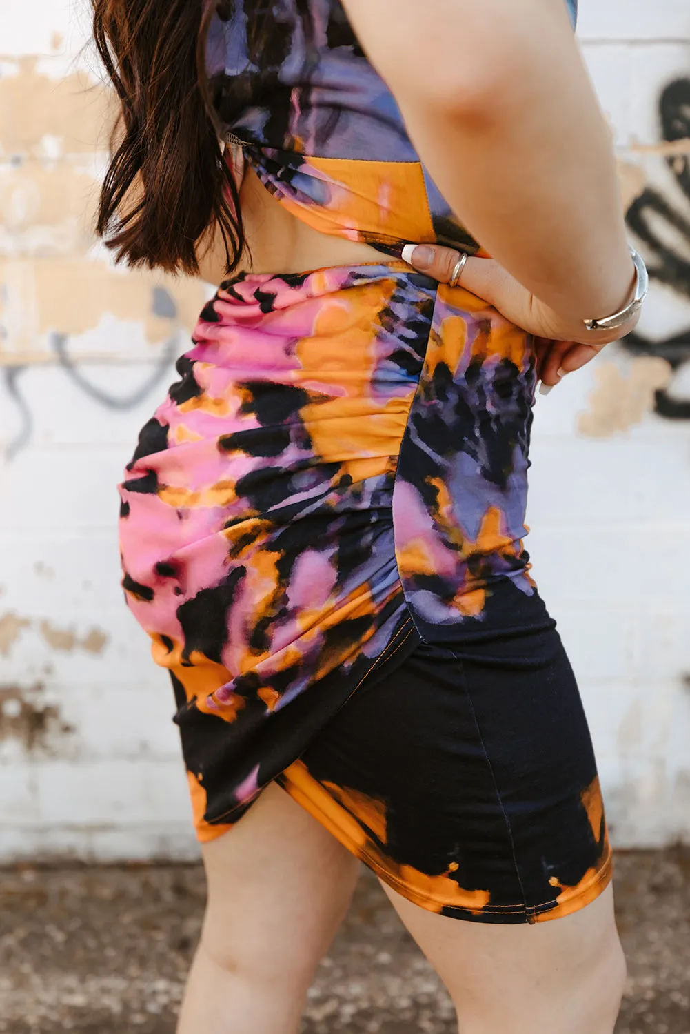 *APP EXCLUSIVE* Floral Cutout Ruched Twist Front Dress