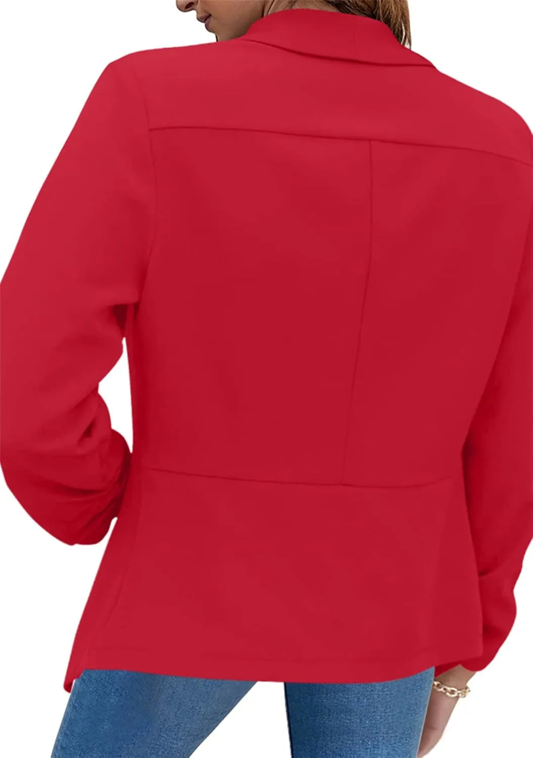 FLITAY Womens Long Sleeve Solid Color Blazer Open Front Elegant Work Jacket Fashion Casual Office Coat