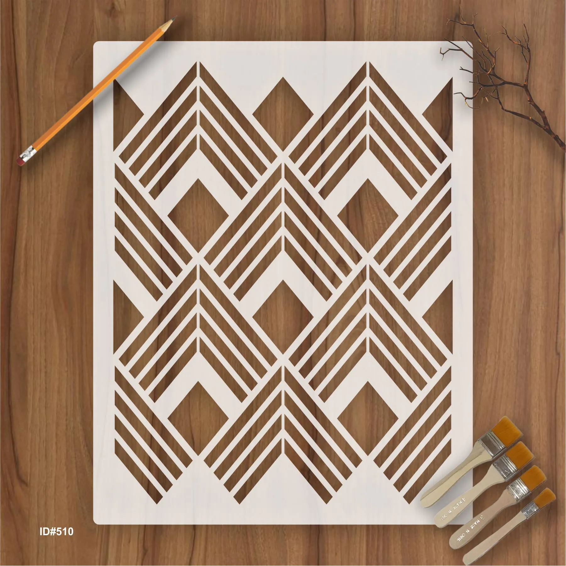 Geomatric Pattern Stencil For Canvas And Wall Painting. ID #510
