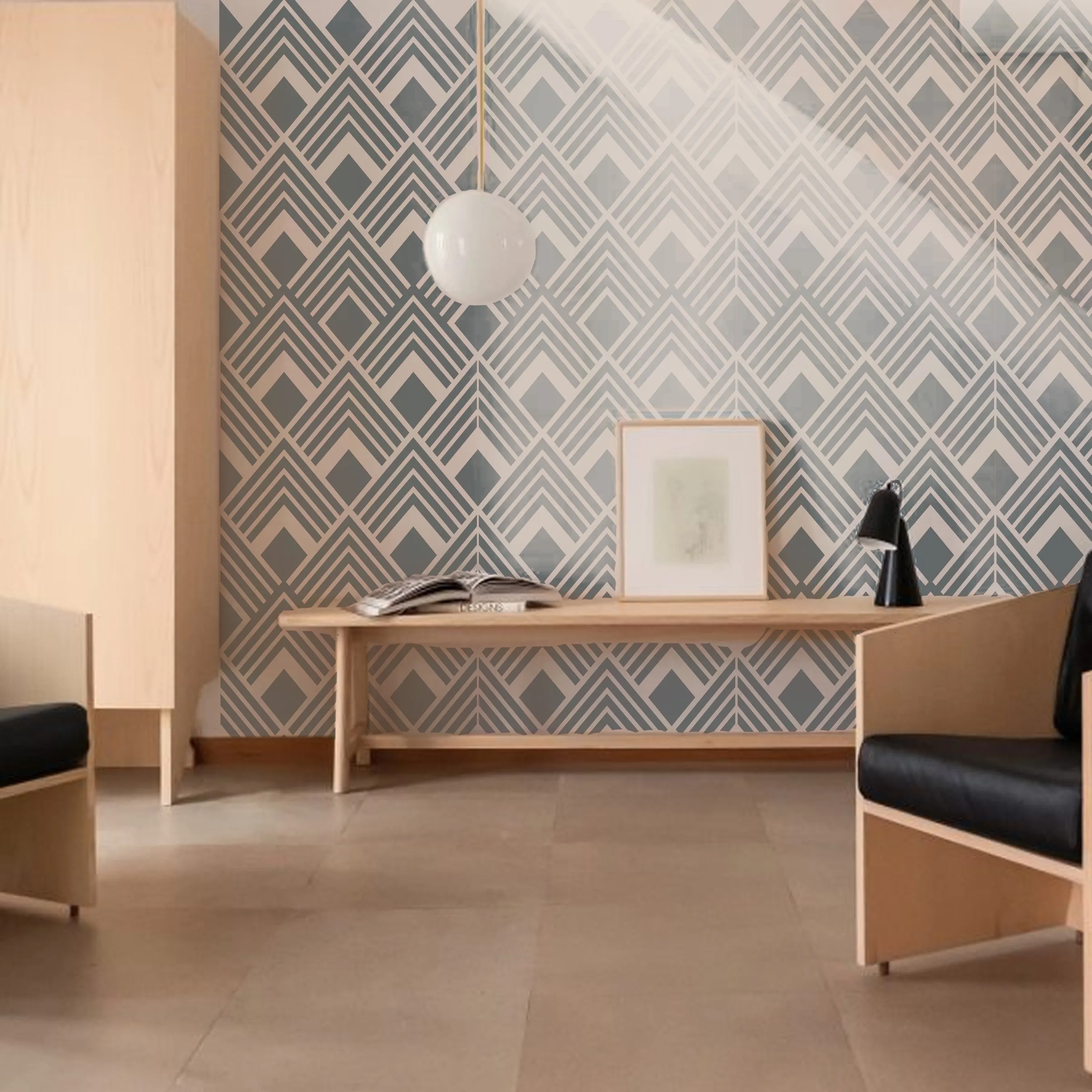 Geomatric Pattern Stencil For Canvas And Wall Painting. ID #510