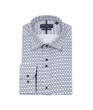 Geometric Pattern Men's Shirt - Navy