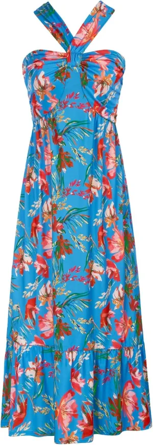 GRACE KARIN 2025 Women's Criss Cross Halterneck Sleeveless Summer Floral Print Flowy A Line Maxi Dress