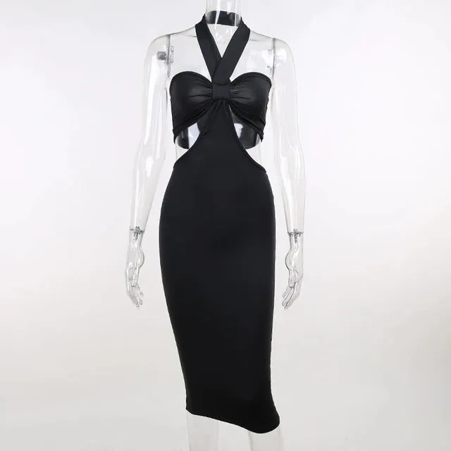 Halter Slim Hollow Sexy Halter Slim Hip Dress Sexy Backless Dress