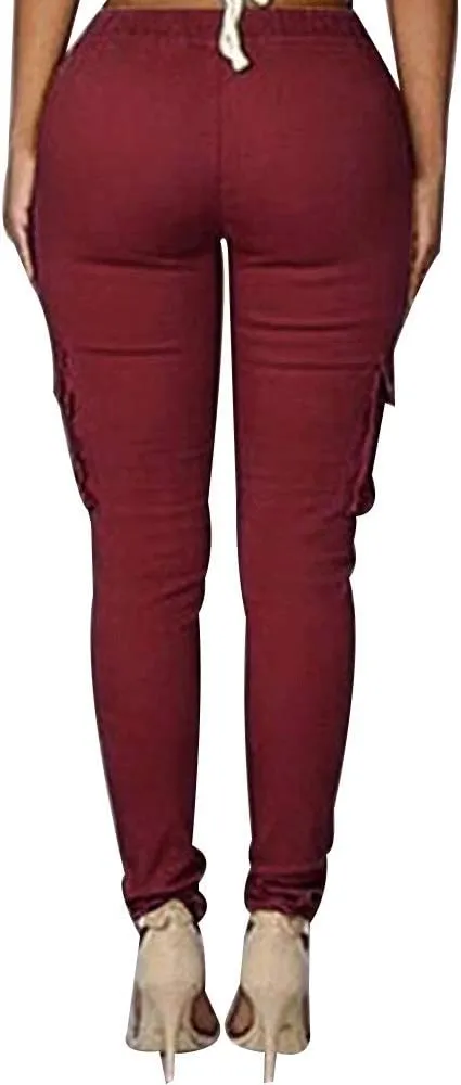 LINGMIN Women's Casaul Stretchy Pull-on Waist Skinny Solid Color Slim Leg Leggings Pants