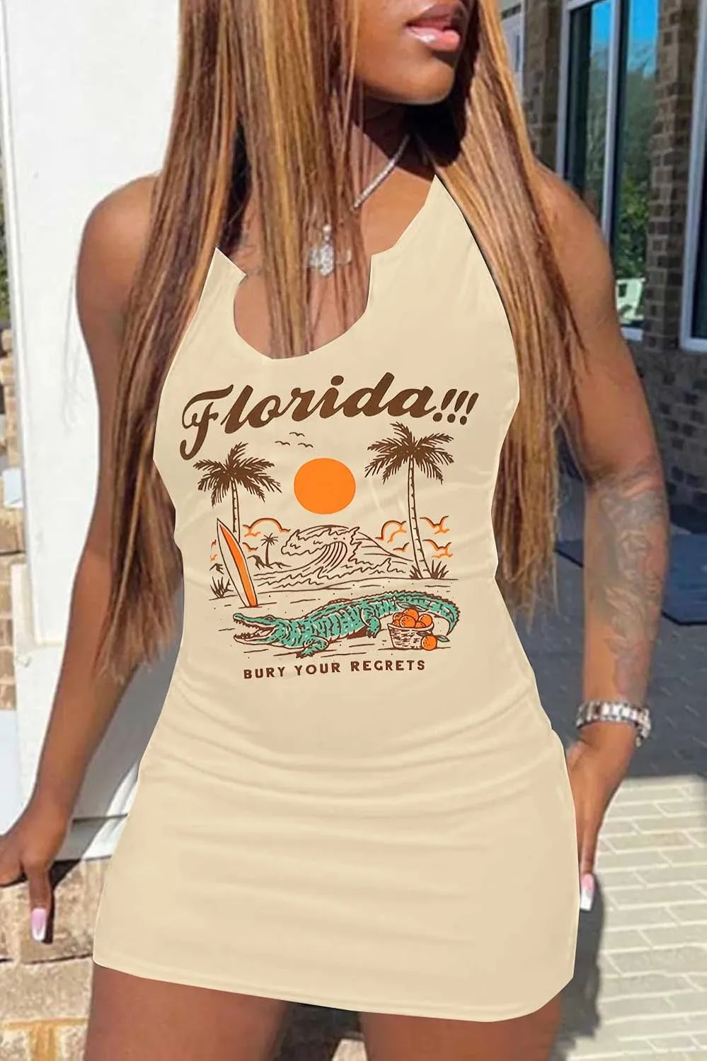 LUKYCILD Summer Dress Beach Dresses for Women Casual Mini Tank Sundresses Sleeveless Vacation Hawaiian Dresses
