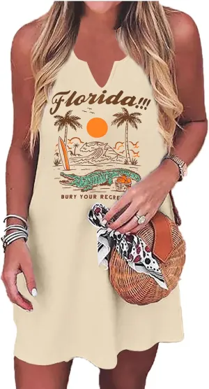LUKYCILD Summer Dress Beach Dresses for Women Casual Mini Tank Sundresses Sleeveless Vacation Hawaiian Dresses