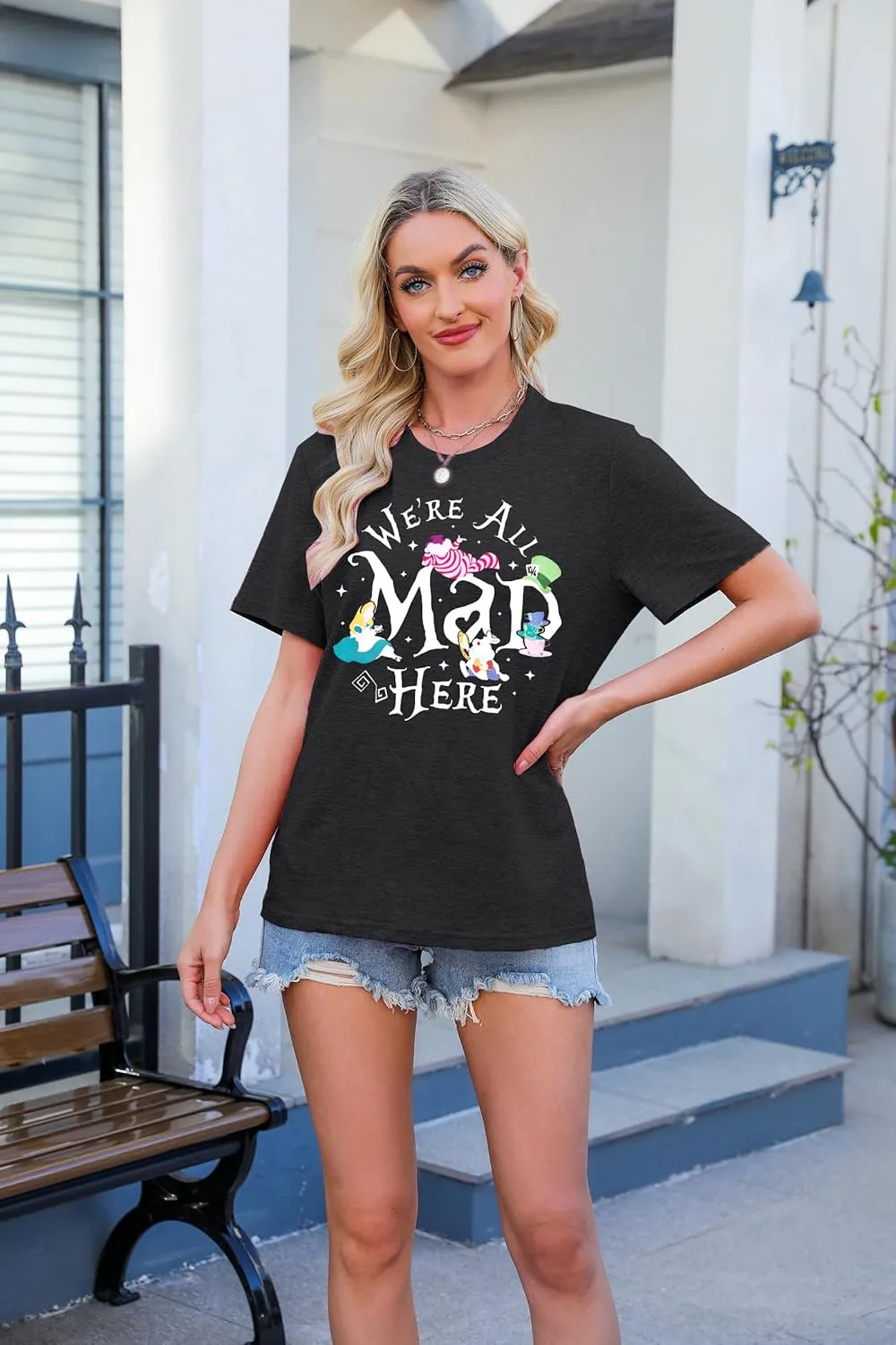 Magical Shirt Women Magic Princess T-Shirt We're All Mad Here Fairy Graphic Shirts Vacation Party Casual Short Sleeve Top