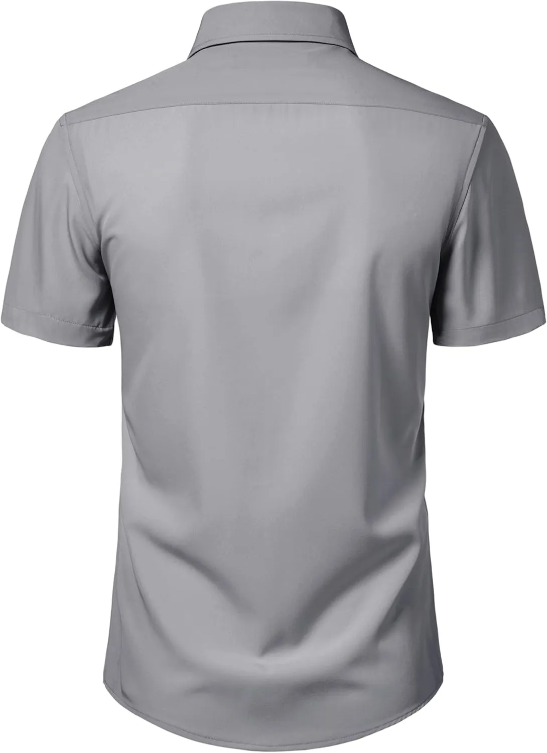 Manwan walk Men's Short Sleeve Casual Button-Down Solid Slim Fit Business Formal Shirts