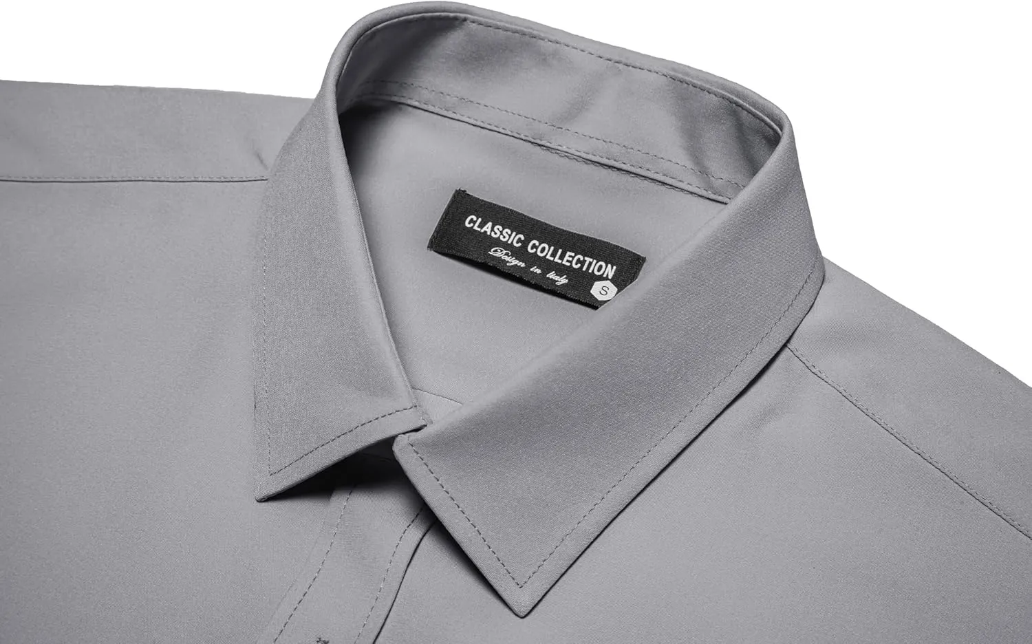 Manwan walk Men's Short Sleeve Casual Button-Down Solid Slim Fit Business Formal Shirts