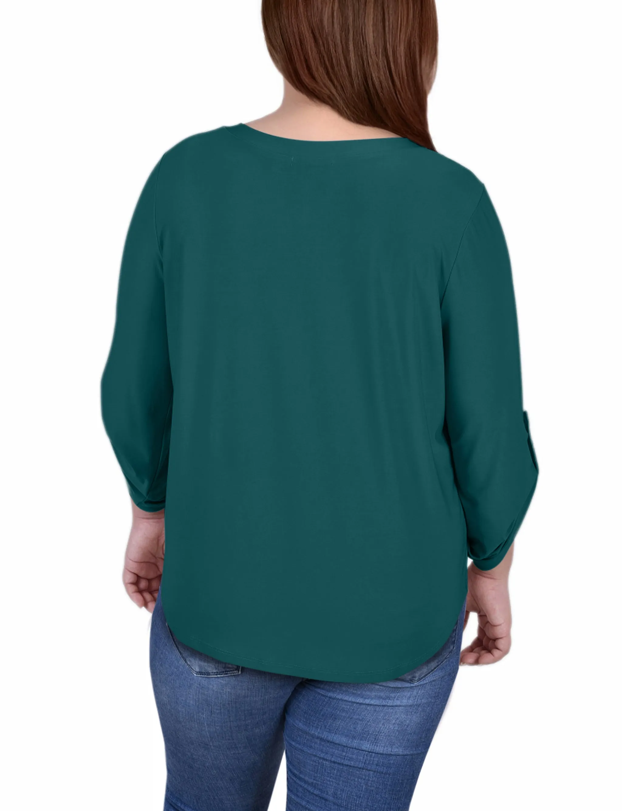 Plus Size 3/4 Sleeve V Neck Top