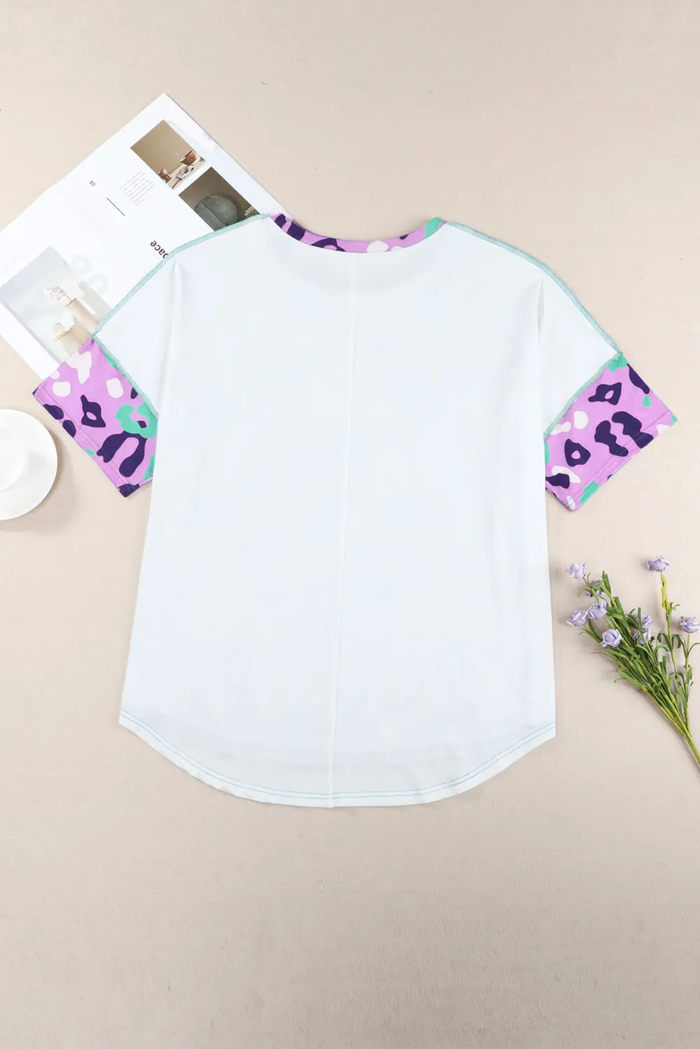Rose Leopard Kiss Print Plus Size Short Sleeve Tee