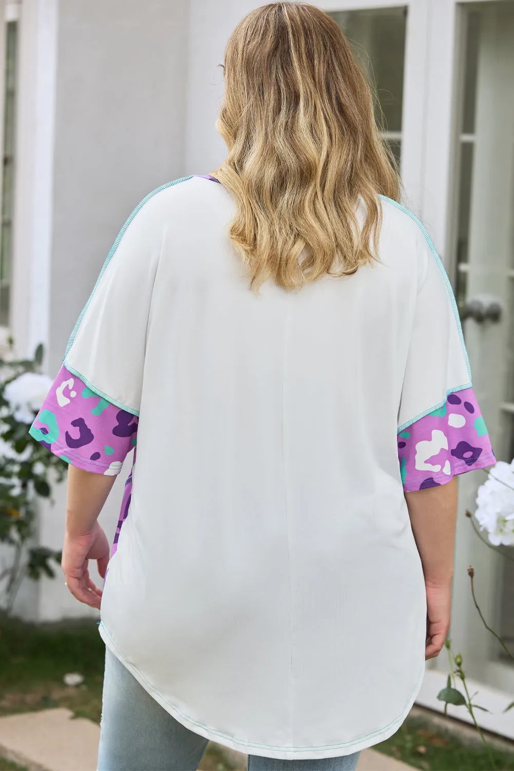 Rose Leopard Kiss Print Plus Size Short Sleeve Tee