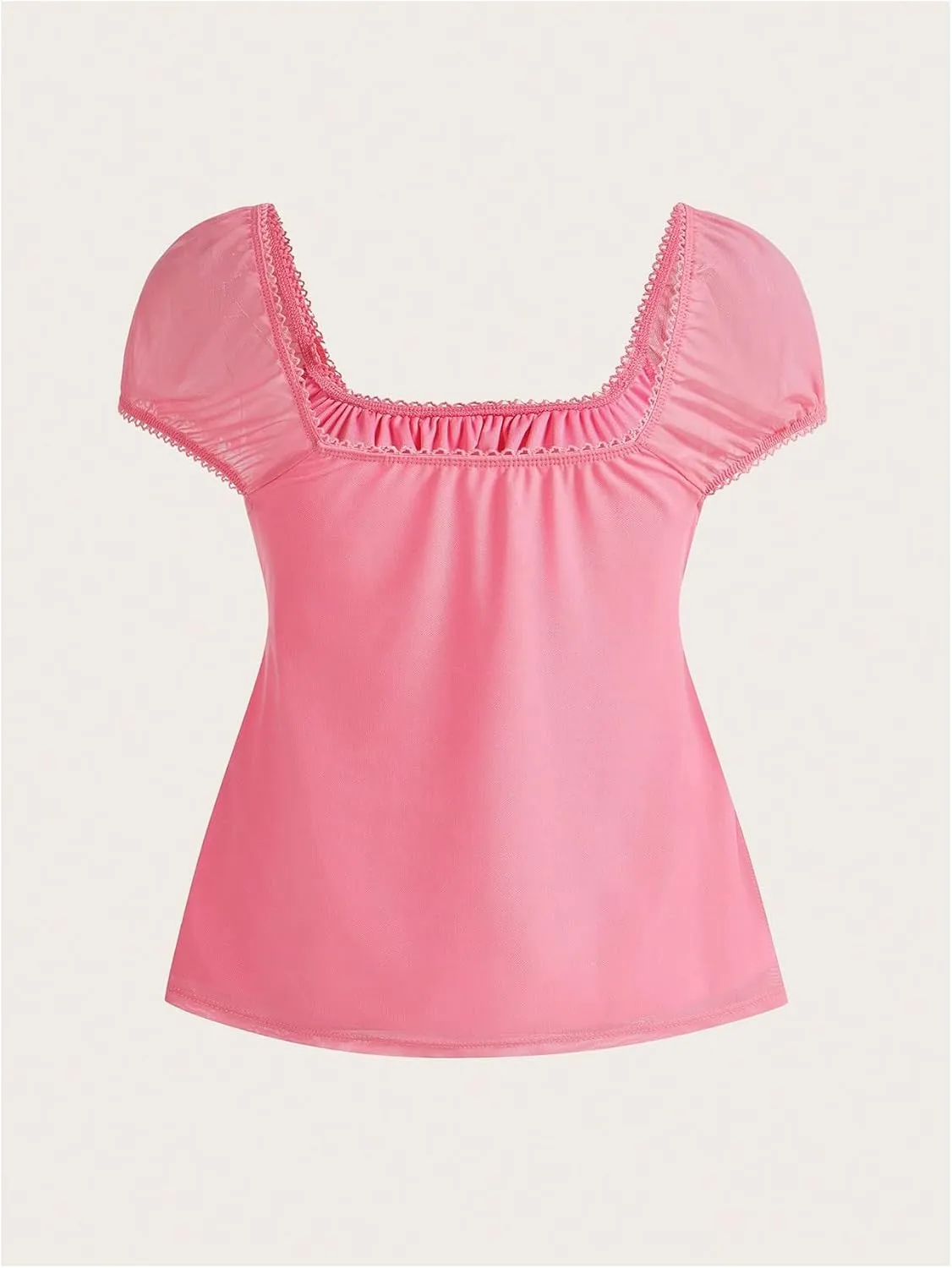 SOLY HUX Women's Square Neck Short Sleeve Peplum Tops Tie Front Summer Tee Shirt Streetwear