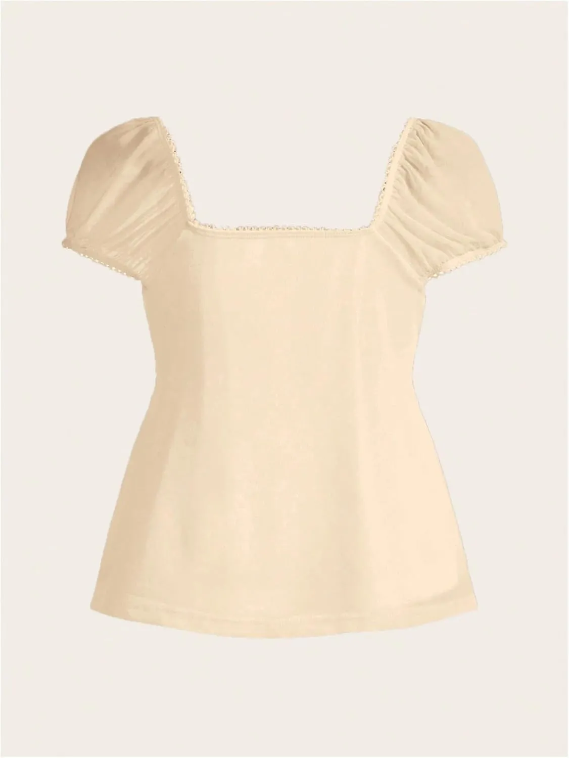 SOLY HUX Women's Square Neck Short Sleeve Peplum Tops Tie Front Summer Tee Shirt Streetwear