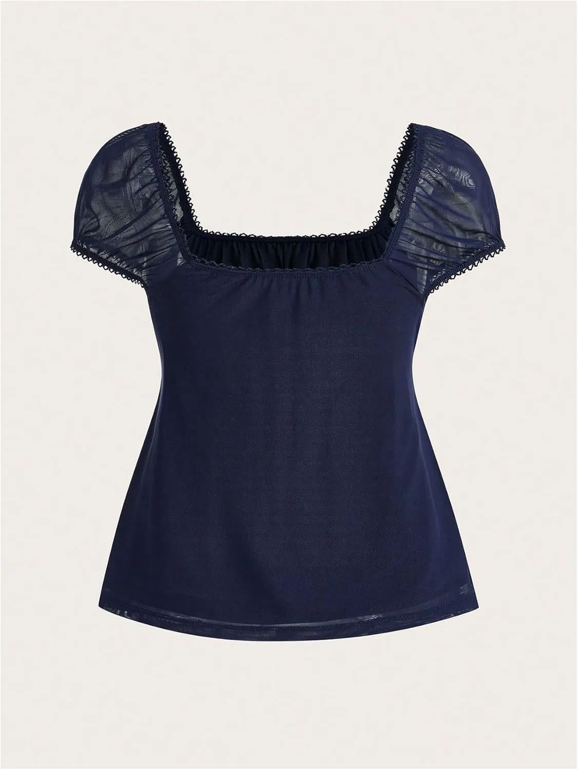 SOLY HUX Women's Square Neck Short Sleeve Peplum Tops Tie Front Summer Tee Shirt Streetwear