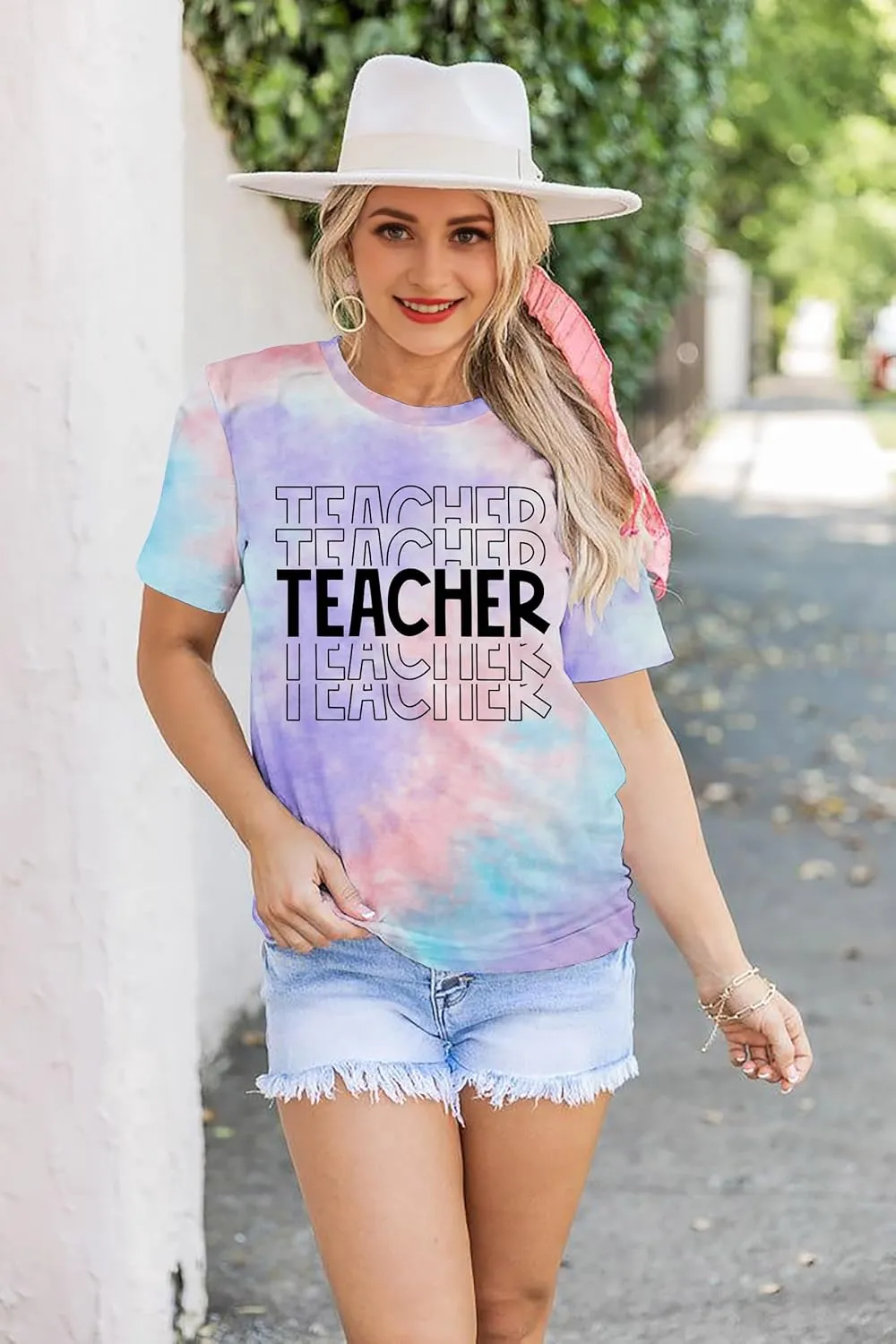 Teacher Shirts Women: Tie Dye Teacher Tshirt Funny Teacher Life Shirt Teacher Tee Tops Short Sleeve Teacher Gifts