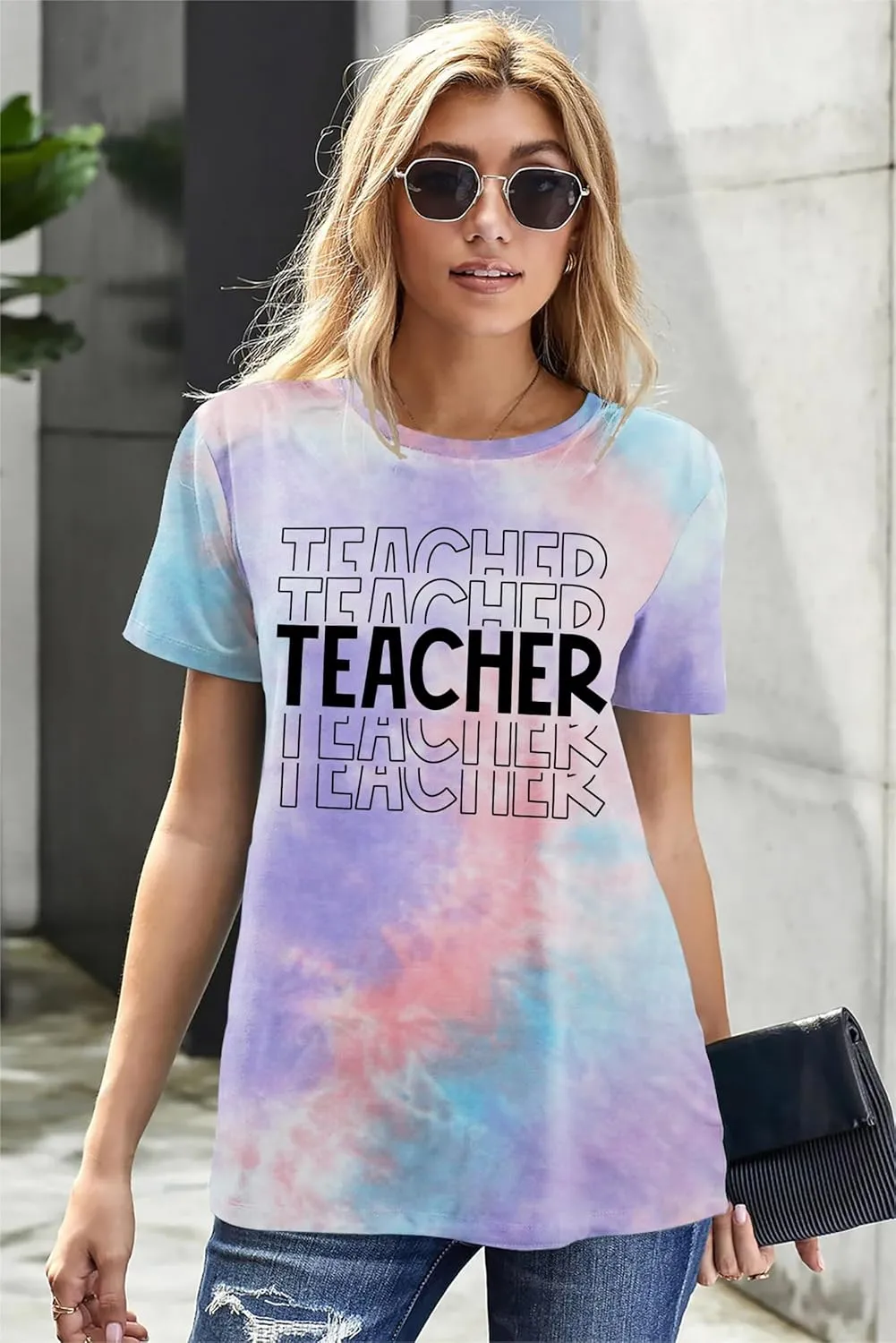 Teacher Shirts Women: Tie Dye Teacher Tshirt Funny Teacher Life Shirt Teacher Tee Tops Short Sleeve Teacher Gifts