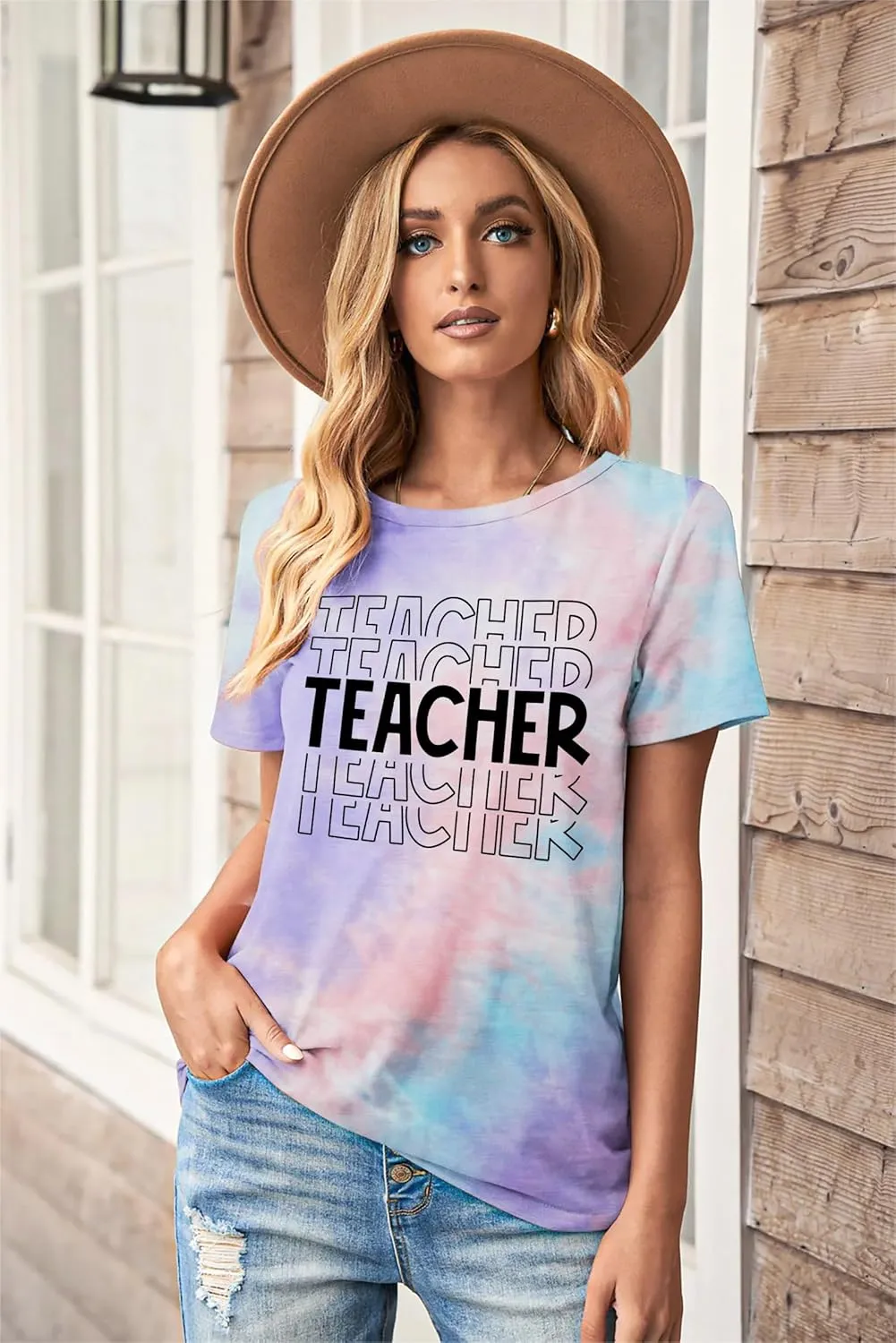 Teacher Shirts Women: Tie Dye Teacher Tshirt Funny Teacher Life Shirt Teacher Tee Tops Short Sleeve Teacher Gifts