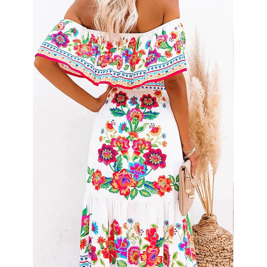 Women's Off Shoulder Print Dress