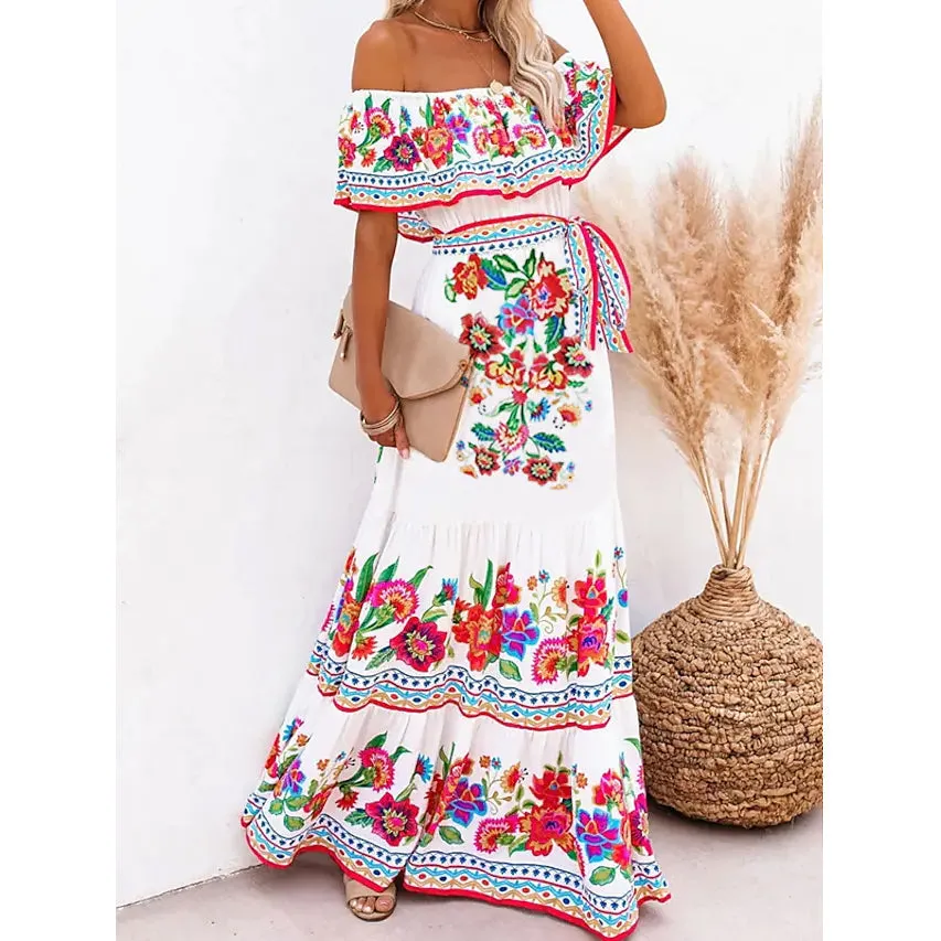 Women's Off Shoulder Print Dress