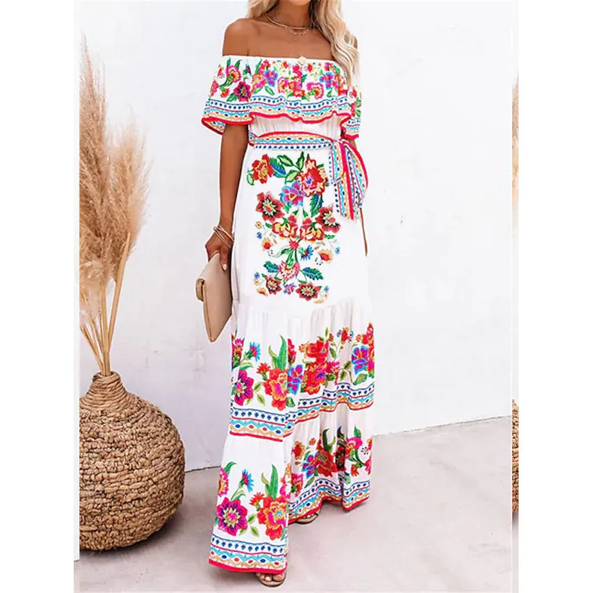 Women's Off Shoulder Print Dress